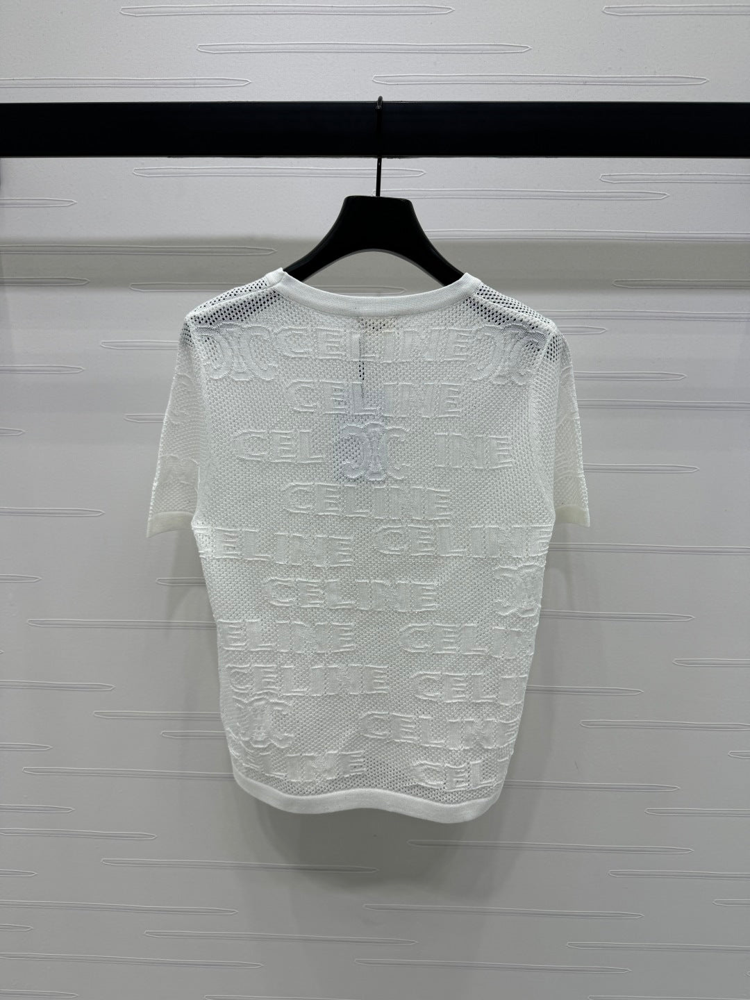 CELINE SHORT-SLEEVE CROCHET TOP WHITE 274807