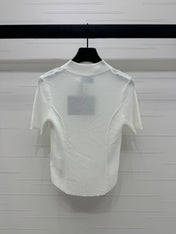 PRADA MOCK NECK SHORT-SLEEVE KNIT TOP WHITE 274815