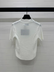 PRADA MOCK NECK SHORT-SLEEVE KNIT TOP WHITE 274815