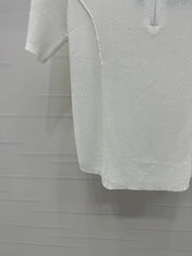 PRADA MOCK NECK SHORT-SLEEVE KNIT TOP WHITE 274815