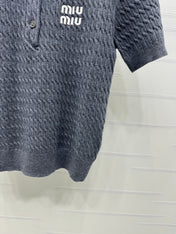 MIUMIU KNITTED POLO SHIRT WHITE 274839