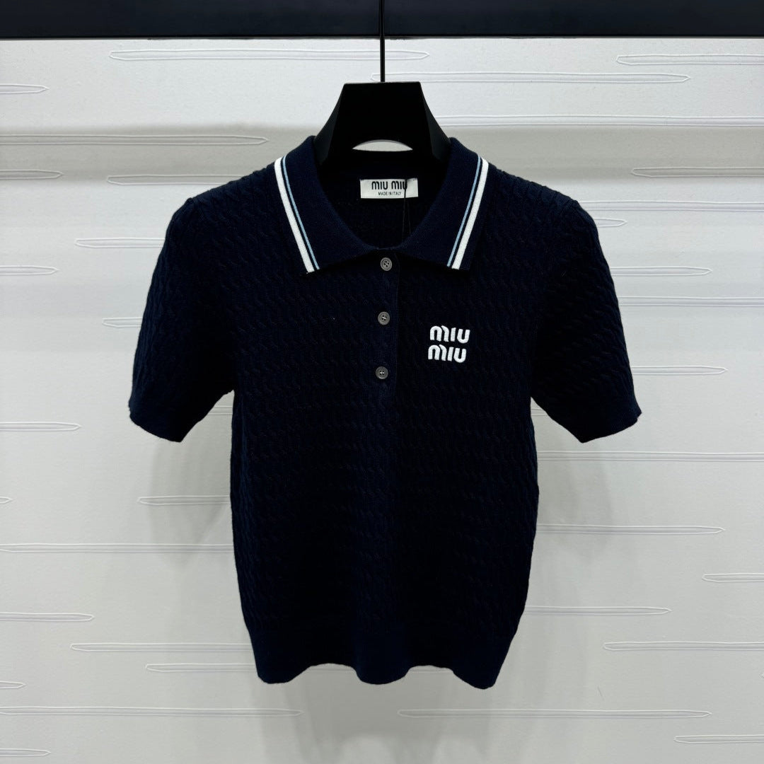 MIUMIU KNITTED POLO SHIRT WHITE 274841