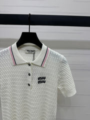 MIUMIU KNITTED POLO SHIRT WHITE 274837