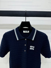 MIUMIU KNITTED POLO SHIRT WHITE 274841