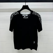 DIOR SHORT-SLEEVE JACQUARD KNIT TOP 274855