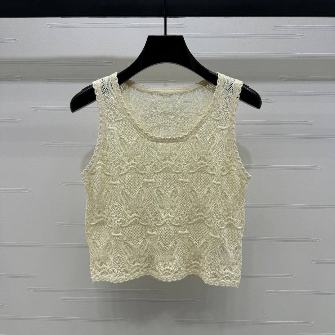 DIOR 25S HAND CROCHET VEST IN COTTON 264185