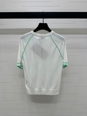MIU 25S RAGLAN CREW NECK STRIPED KNIT SWEATER 264105