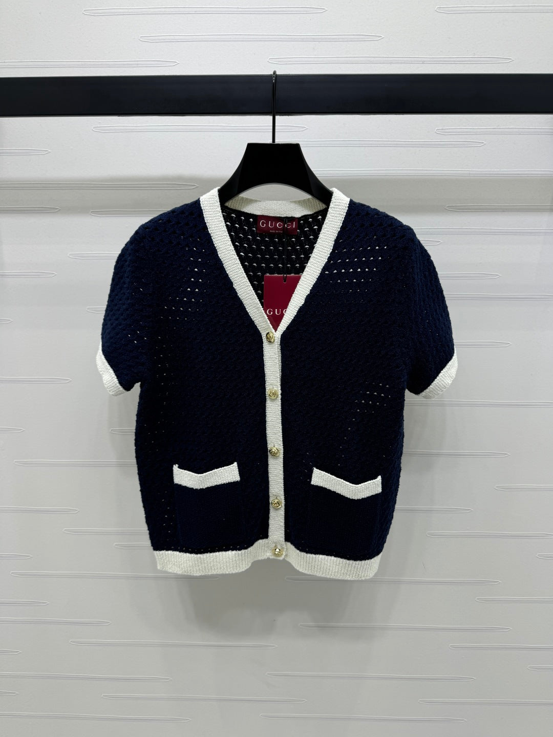 GUCCI SHORT-SLEEVE KNIT CARDIGAN 273214
