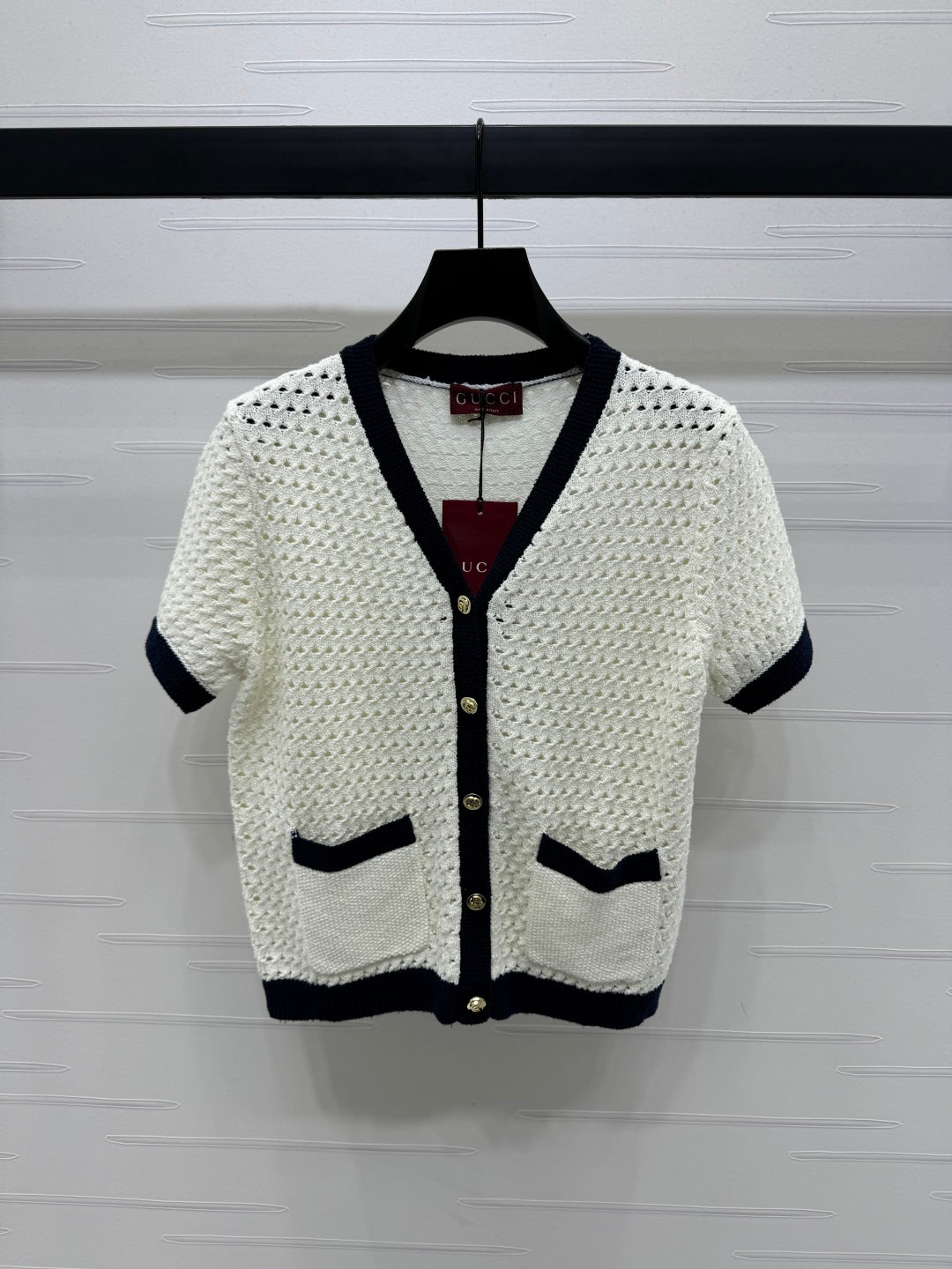 GUCCI SHORT-SLEEVE KNIT CARDIGAN 273215