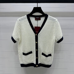 GUCCI SHORT-SLEEVE KNIT CARDIGAN 273215