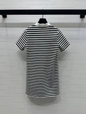 PRAD 25S STRIPED SHORT SLEEVE KNIT DRESS 264218