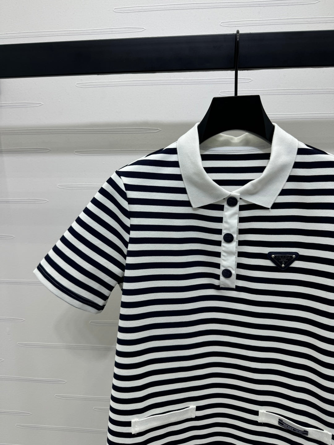 PRAD 25S STRIPED SHORT SLEEVE KNIT DRESS 264218