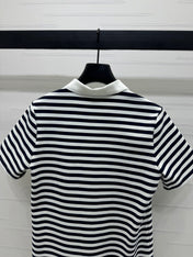 PRAD 25S STRIPED SHORT SLEEVE KNIT DRESS 264218