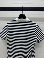 PRAD 25S STRIPED SHORT SLEEVE KNIT DRESS 264218