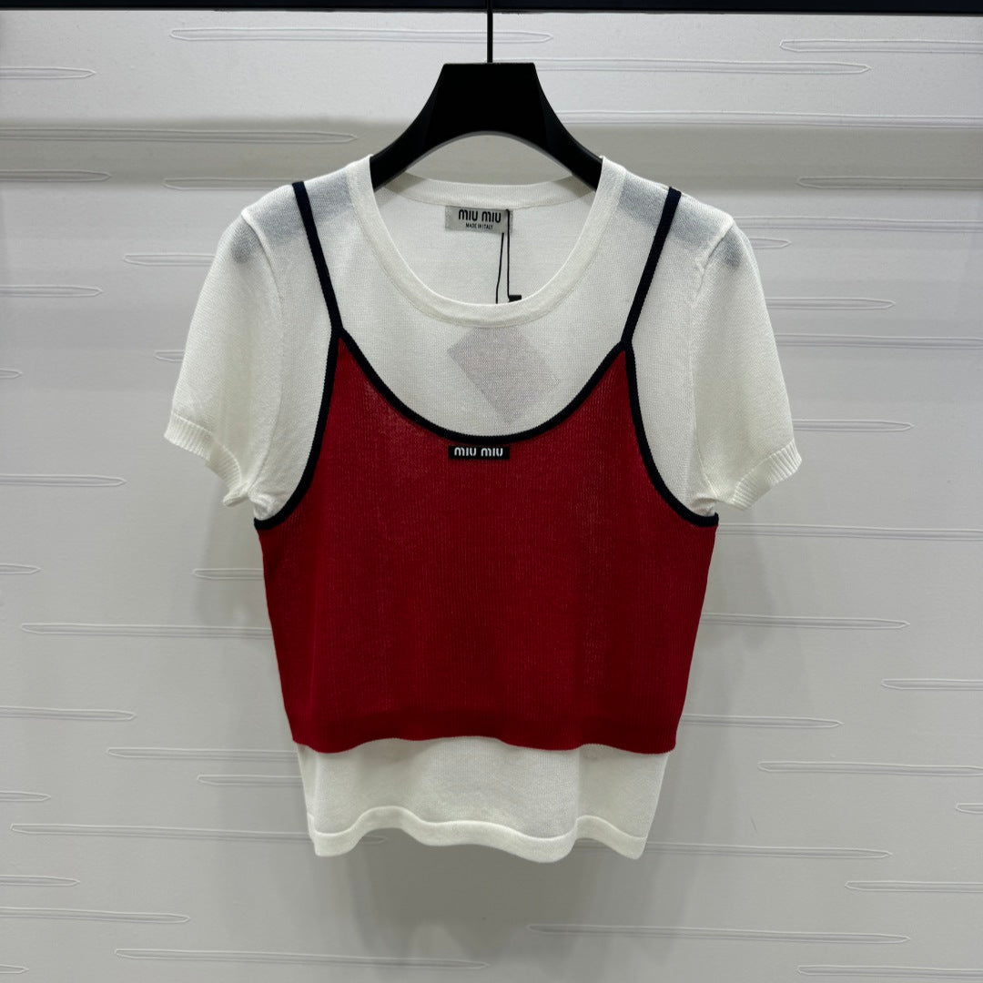 MIU 25S 2 PIECE KNITTED TOP WITH STRAPS 264130