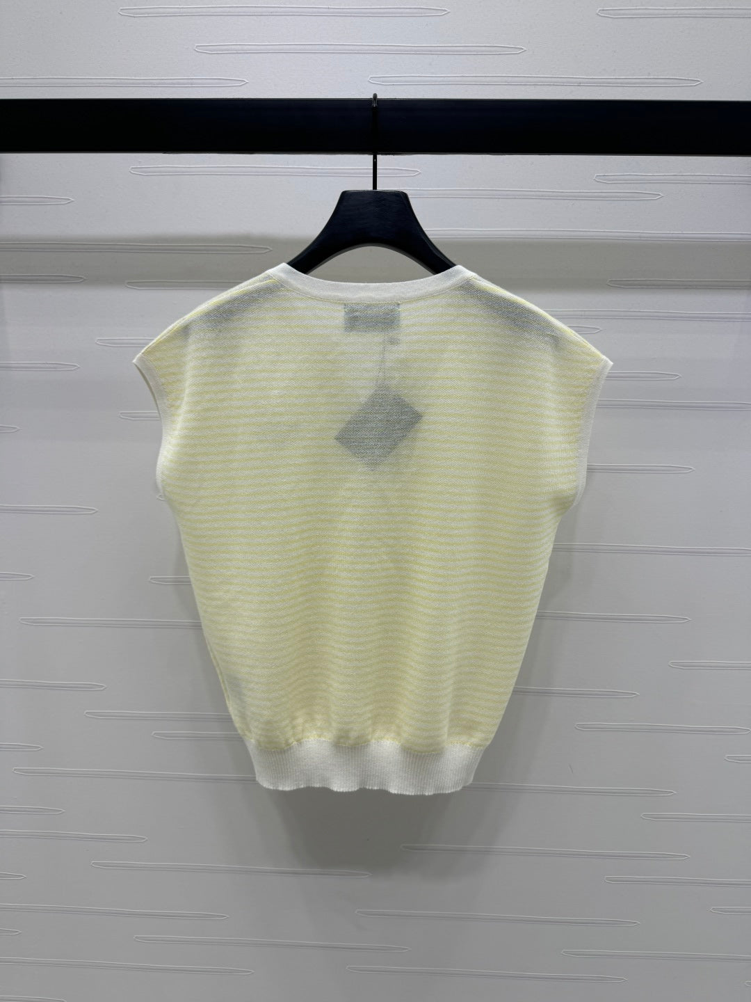 PRAD 25S STRIPED V-NECK KNITTED VEST 264128