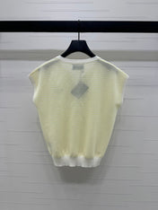 PRAD 25S STRIPED V-NECK KNITTED VEST 264128