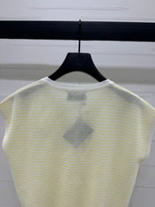 PRAD 25S STRIPED V-NECK KNITTED VEST 264128