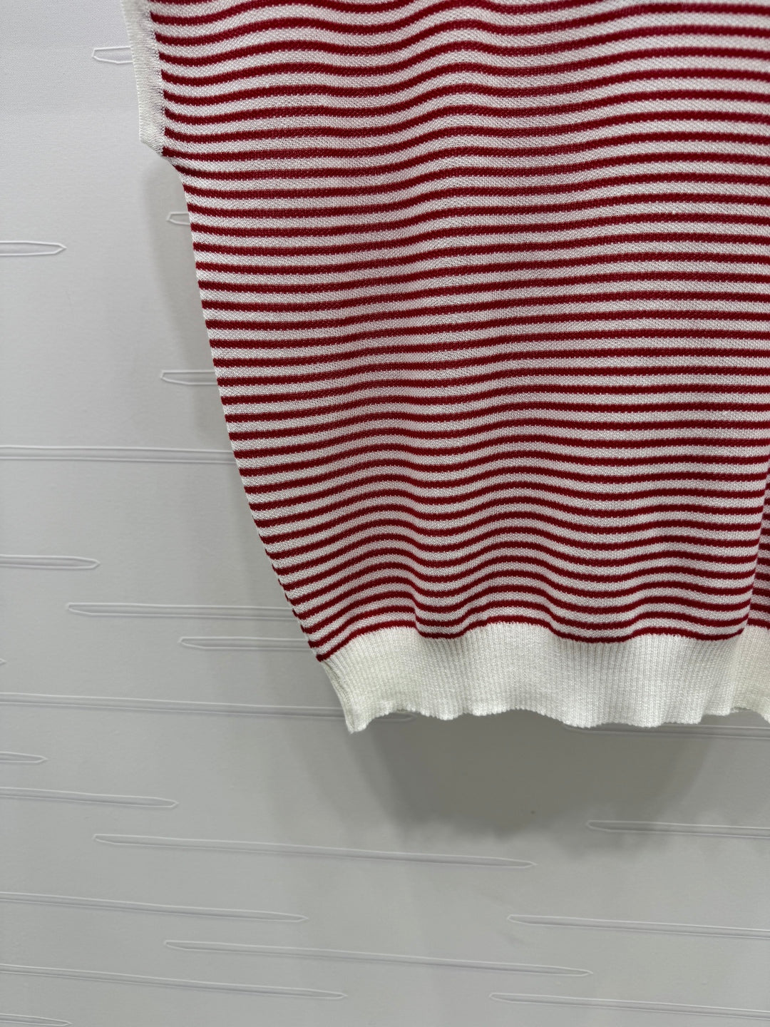 PRAD 25S STRIPED V-NECK KNITTED VEST 264127