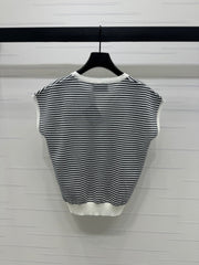 PRAD 25S STRIPED V-NECK KNITTED VEST 264126