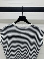 PRAD 25S STRIPED V-NECK KNITTED VEST 264126