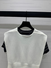 MIU 25S SHORT SLEEVE STRIPED KNITTED CAPE 264138