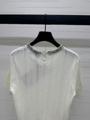 MIU 25S RHINESTONE COLLAR T-SHIRT 264095
