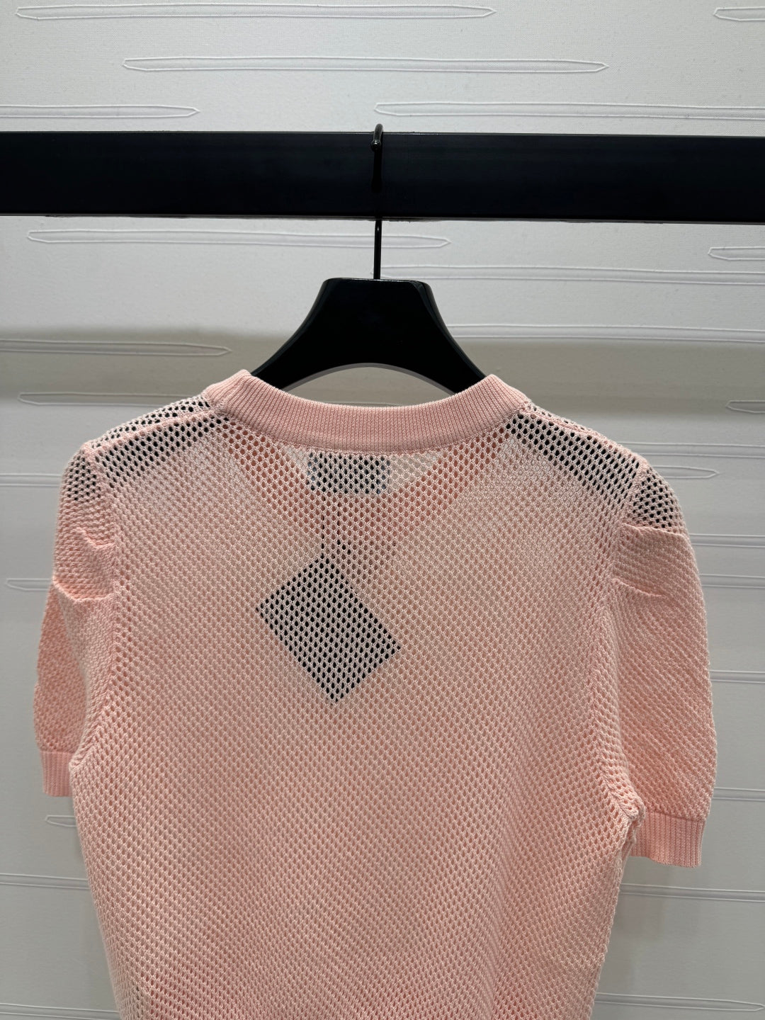 PRAD 25S HOLLOW KNIT SHORT SLEEVE TOP 264136