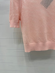 PRAD 25S HOLLOW KNIT SHORT SLEEVE TOP 264136