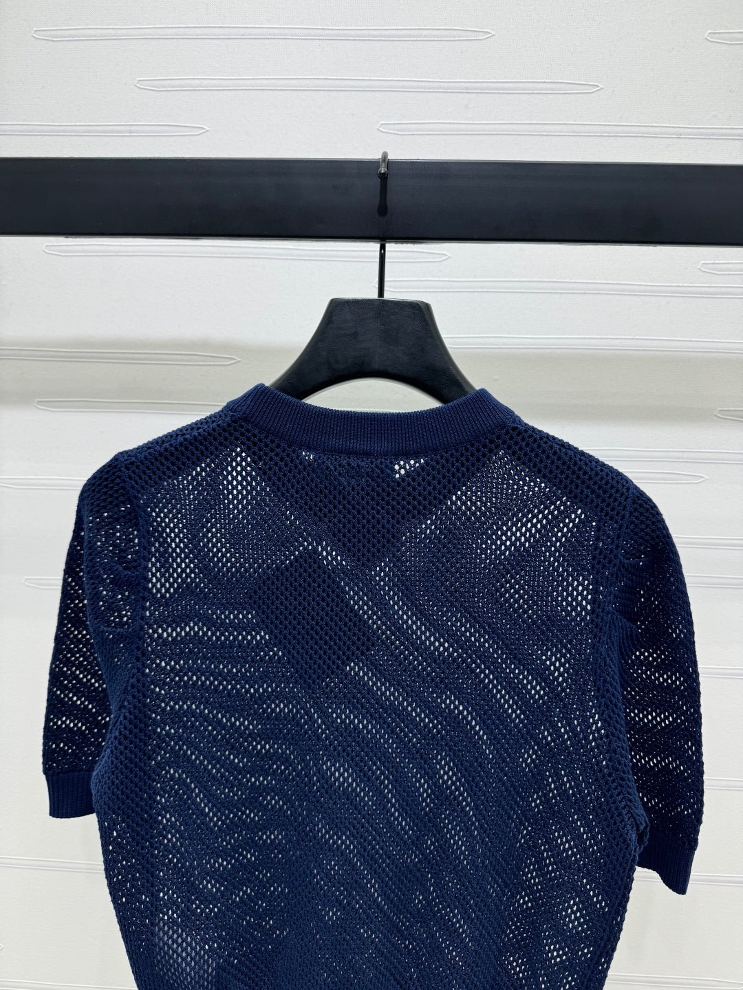 PRAD 25S HOLLOW KNIT SHORT SLEEVE TOP 264135