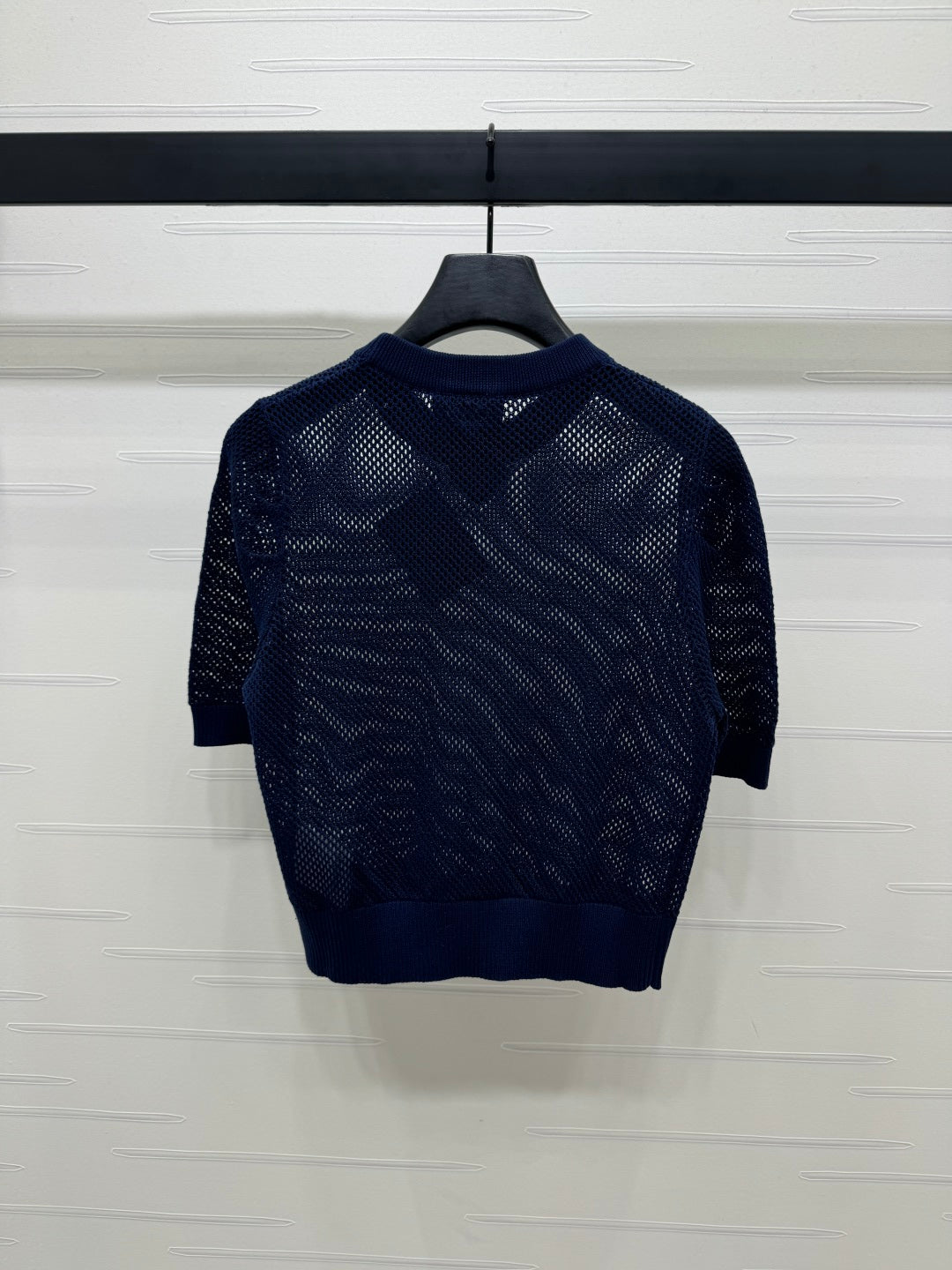 PRAD 25S HOLLOW KNIT SHORT SLEEVE TOP 264135