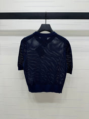 PRAD 25S HOLLOW KNIT SHORT SLEEVE TOP 264135