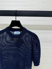 PRAD 25S HOLLOW KNIT SHORT SLEEVE TOP 264135