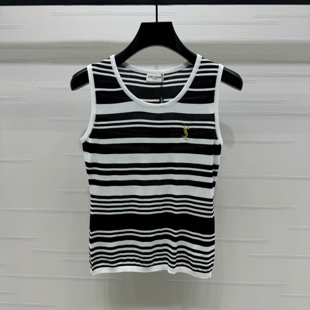 YSL 25S WHITE COLLARED TANK TOP 264089
