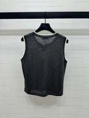 LOEWE 25S ROUND NECK KNITTED VEST WHITE 264068