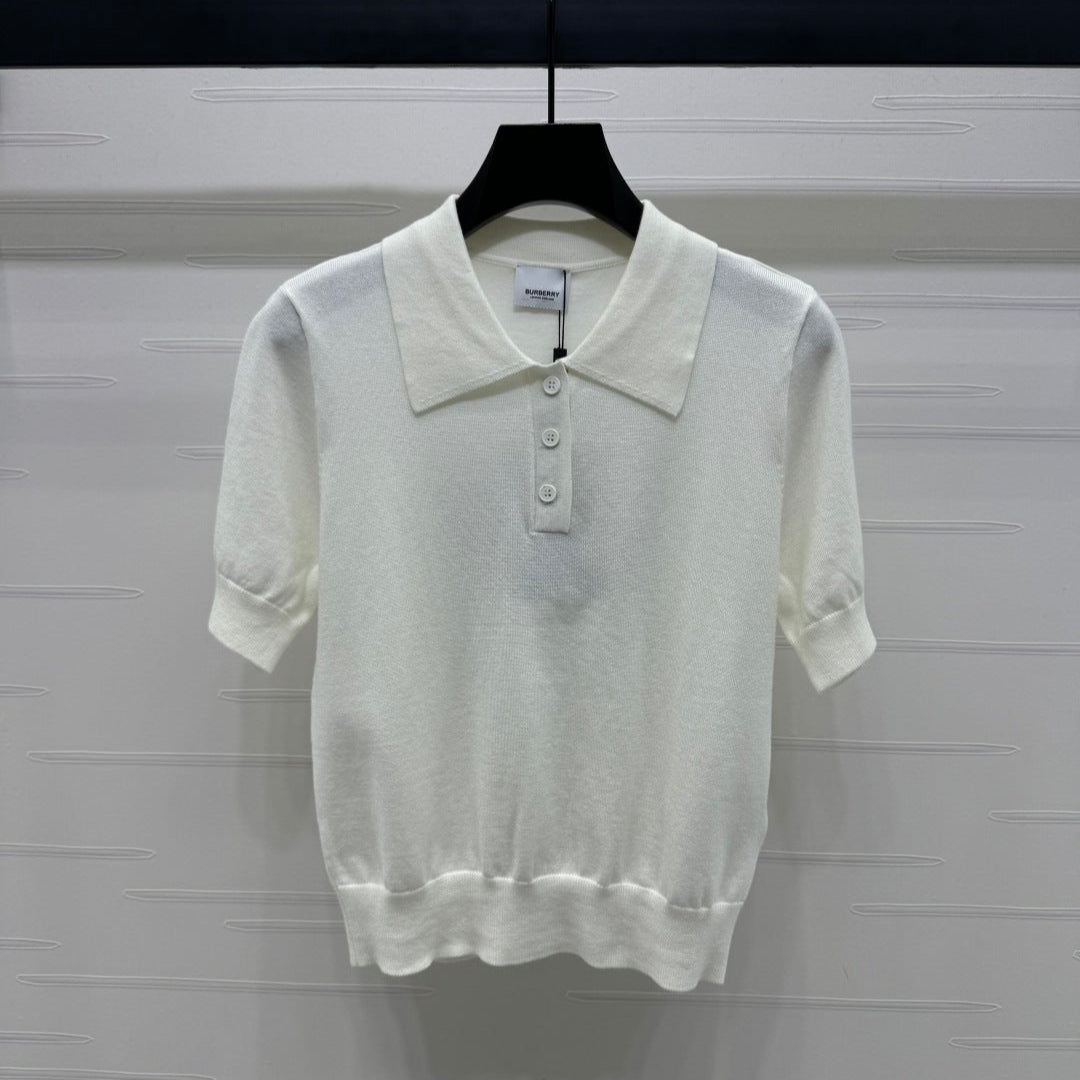 BURBERRY SHORT-SLEEVE KNITTED POLO SHIRT 274844