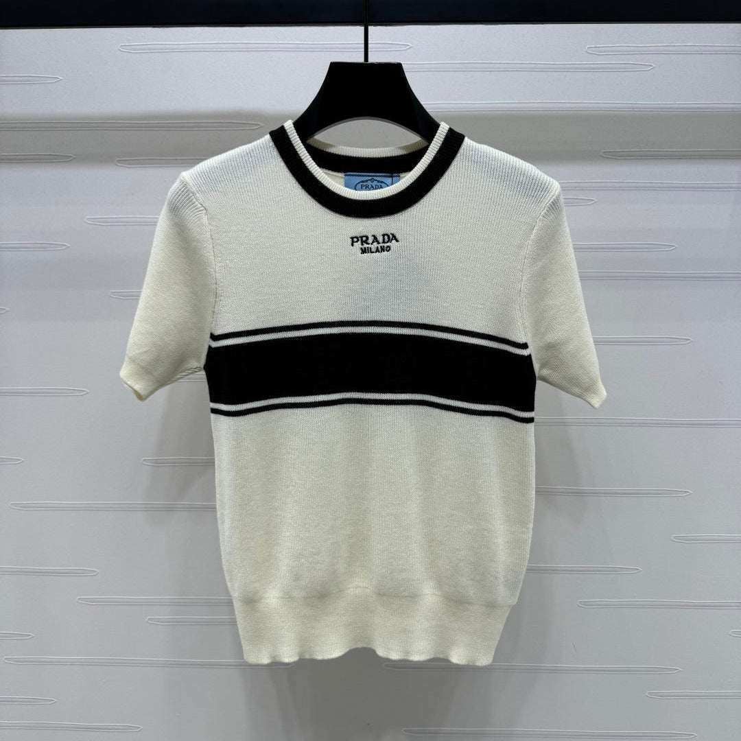 PRADA SHORT-SLEEVE CREW NECK SWEATER 269414