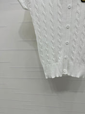 MIUMIU U-NECK KNITTED SHORT-SLEEVE TOP WHITE 274946