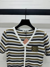 MIUMIU SHORT-SLEEVE KNIT CARDIGAN 274944