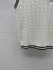 DIOR KNITTED V-NECK SLEEVELESS VEST WHITE 274923