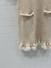 CHANEL SHORT-SLEEVE KNIT DRESS WITH RUFFLED TRIMS 274885