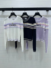 CHANEL 25S LONG SLEEVE OPEN-KNIT SWEATER STYLE 161