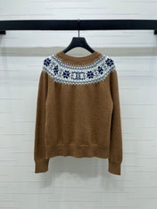 CELINE CARDIGAN IN PECAN BROWN MIX BLUE WOOL