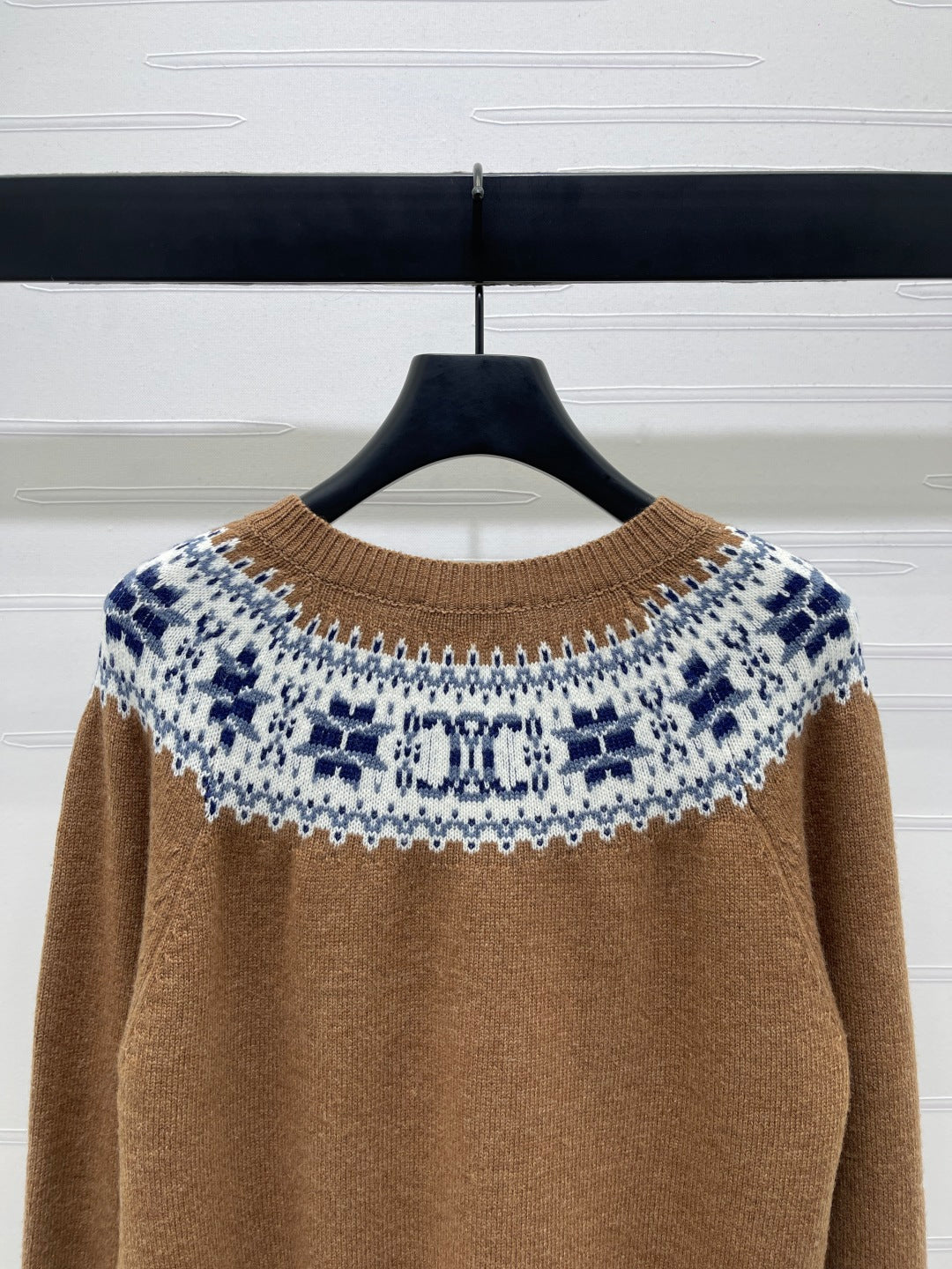 CELINE CARDIGAN IN PECAN BROWN MIX BLUE WOOL