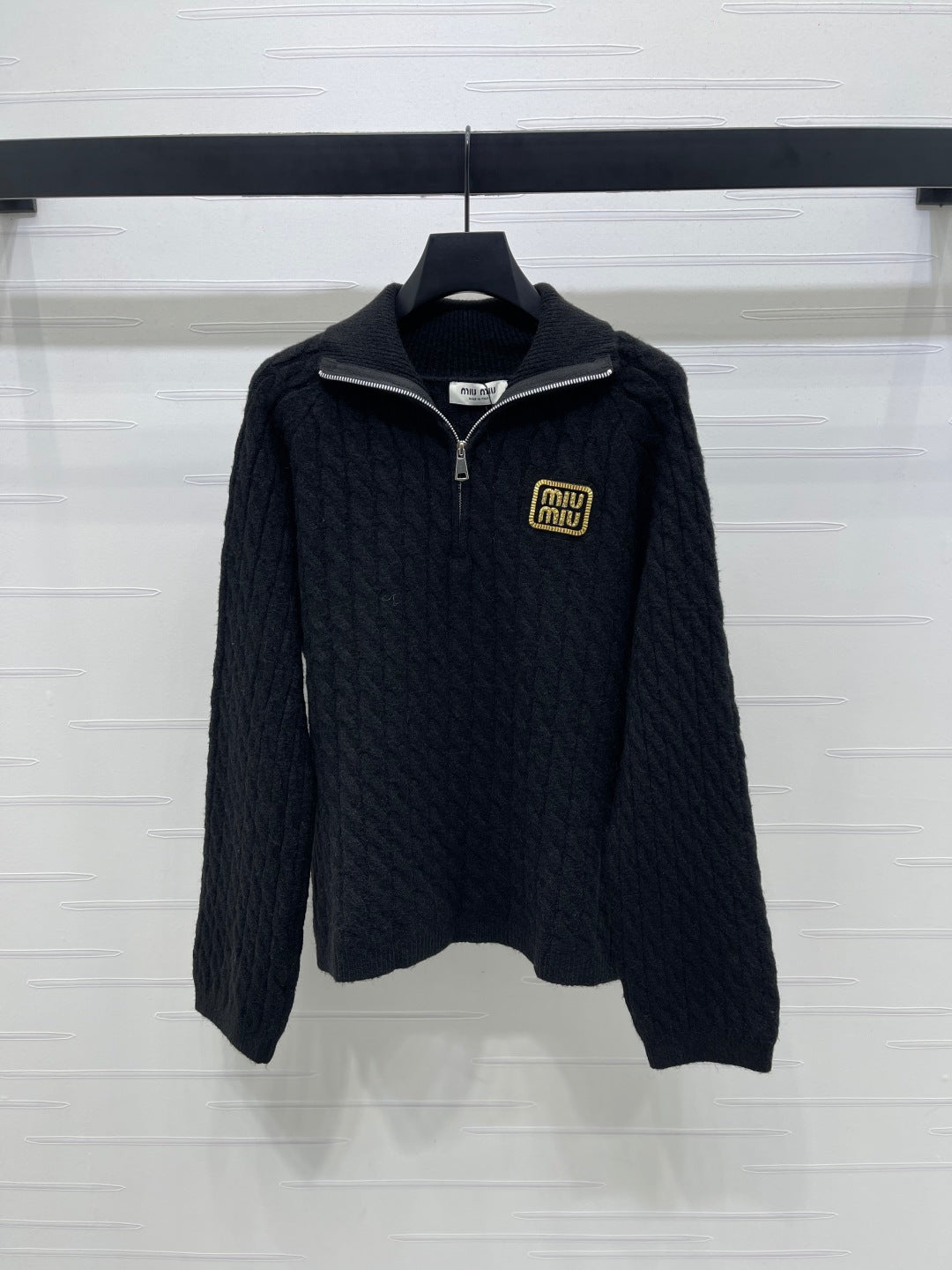 MIUMIU HALF-ZIP KNITTED PULLOVER WITH COLLAR STYLE 486