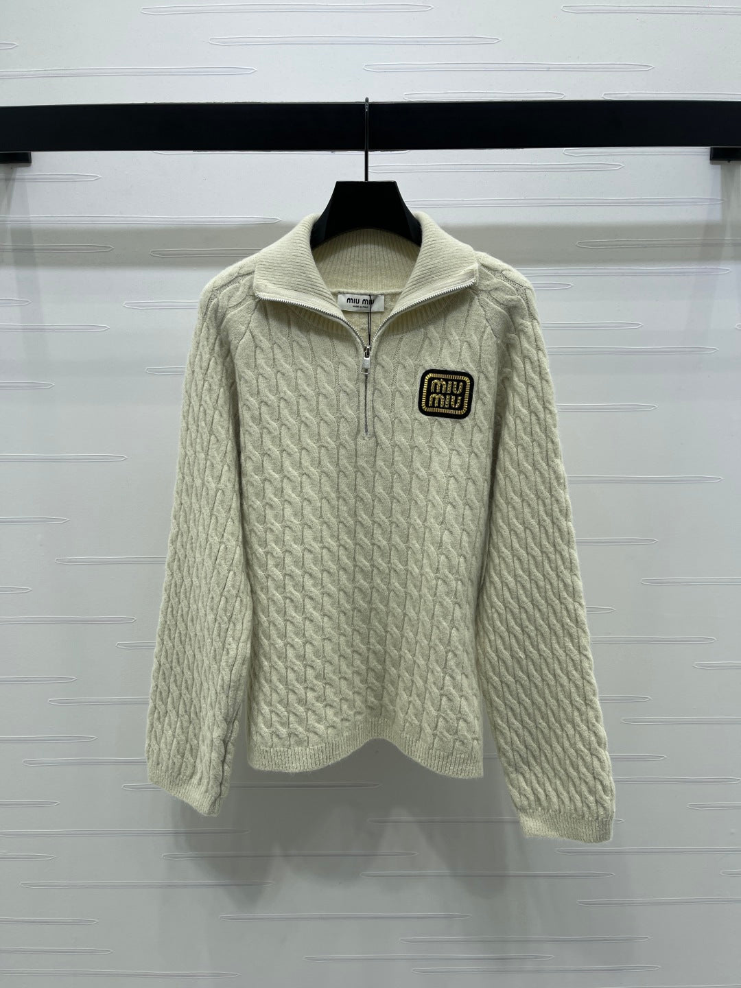 MIUMIU HALF-ZIP KNITTED PULLOVER WITH COLLAR STYLE 485