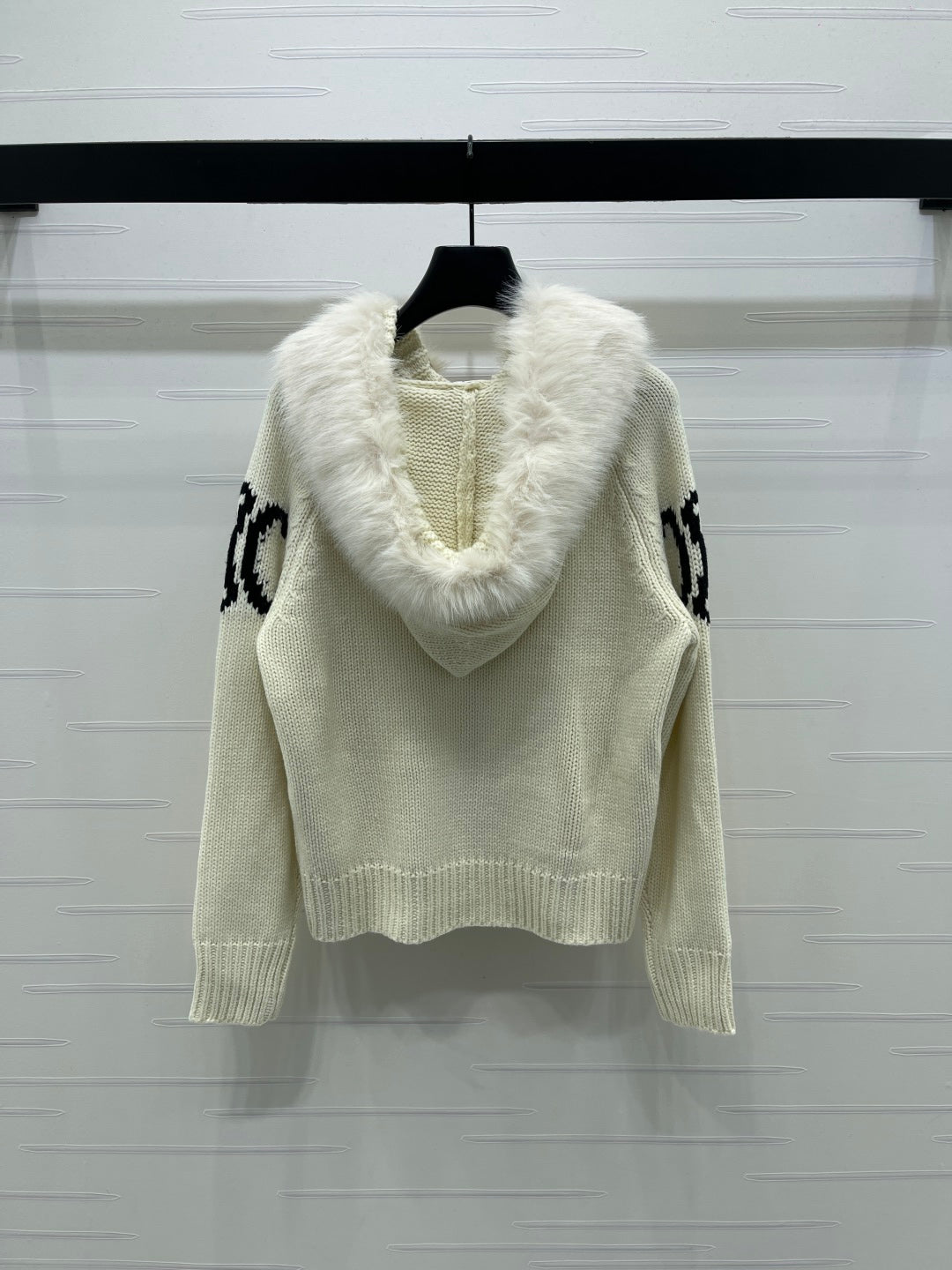 CELINE 25S HOODED CARDIGAN WITH FUR TRIM 0089