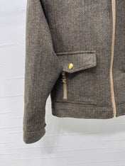 CELINE 25S PU LEATHER JACKET WITH LAPEL TRIM 0032