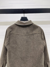 CELINE 25S PU LEATHER JACKET WITH LAPEL TRIM 0032