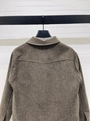 CELINE 25S PU LEATHER JACKET WITH LAPEL TRIM 0032